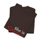 She Is Strong T-Shirt — Inspirational Christian Scripture Tee (Proverbs 31:25)