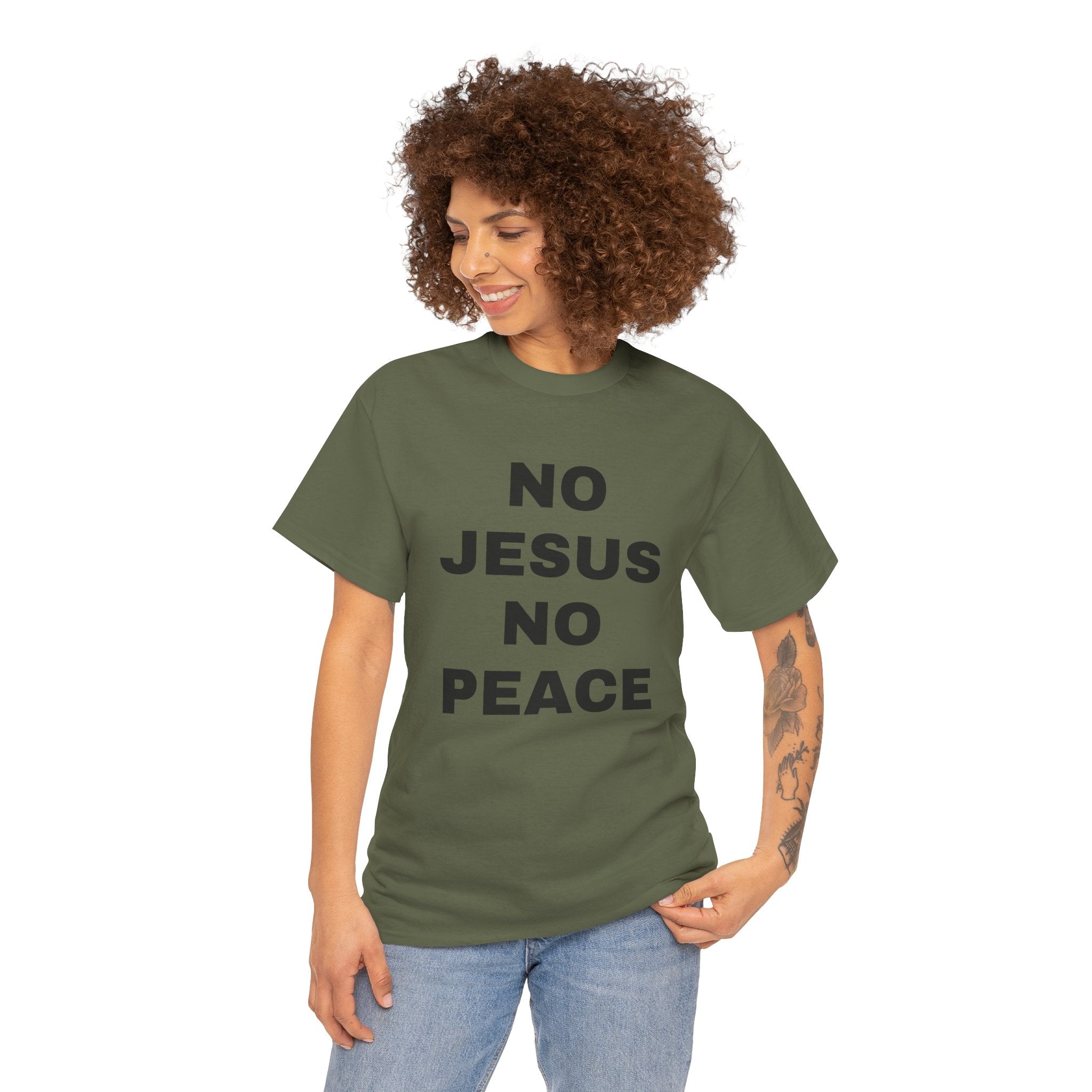 Religious T-Shirt — "No Jesus No Peace" Bold Gospel Tee