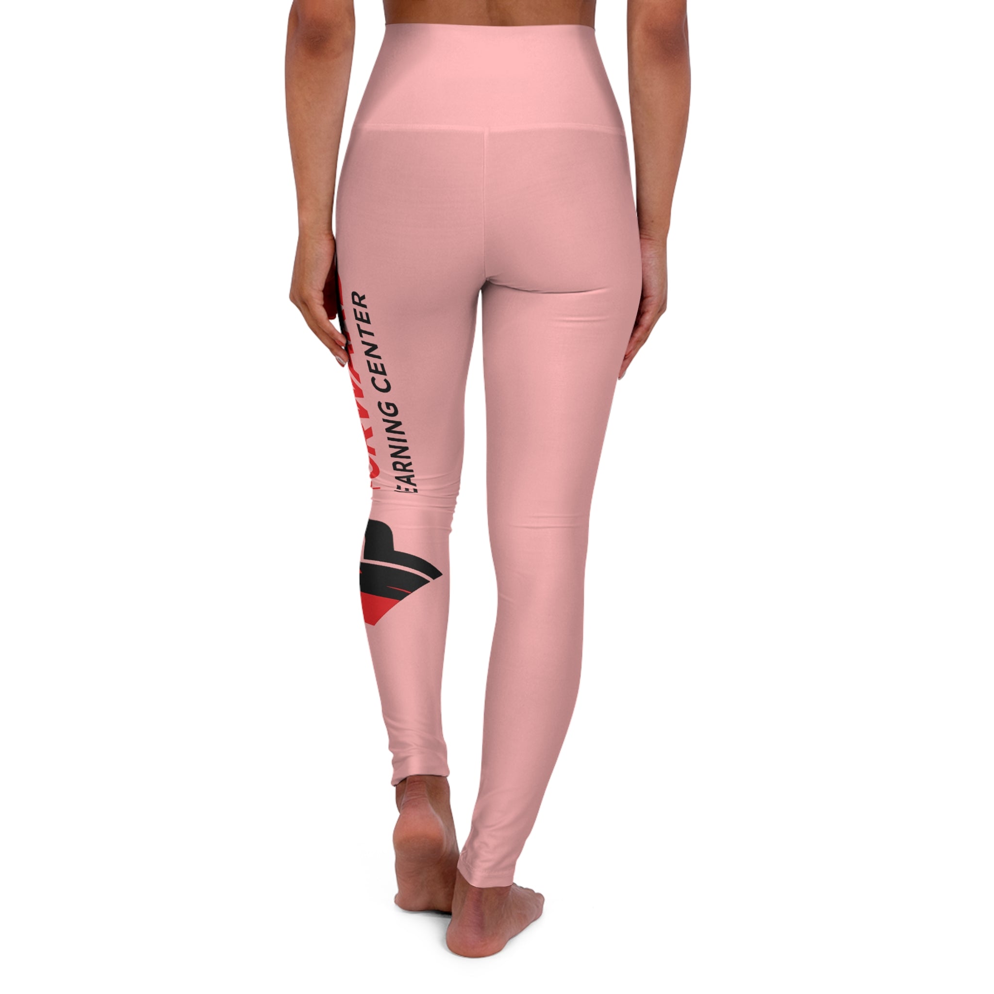 High-Waisted Yoga Leggings — Pink 'Pay It' Athletic Leggings with Side Logo