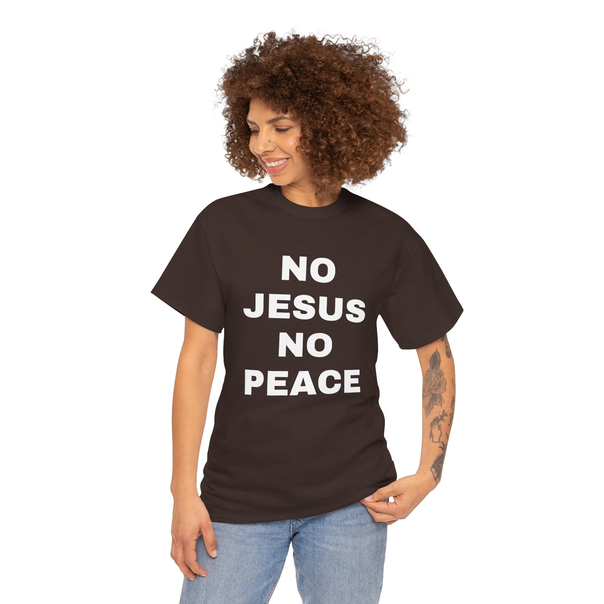 Religious T-Shirt — "No Jesus No Peace" Bold Gospel Tee