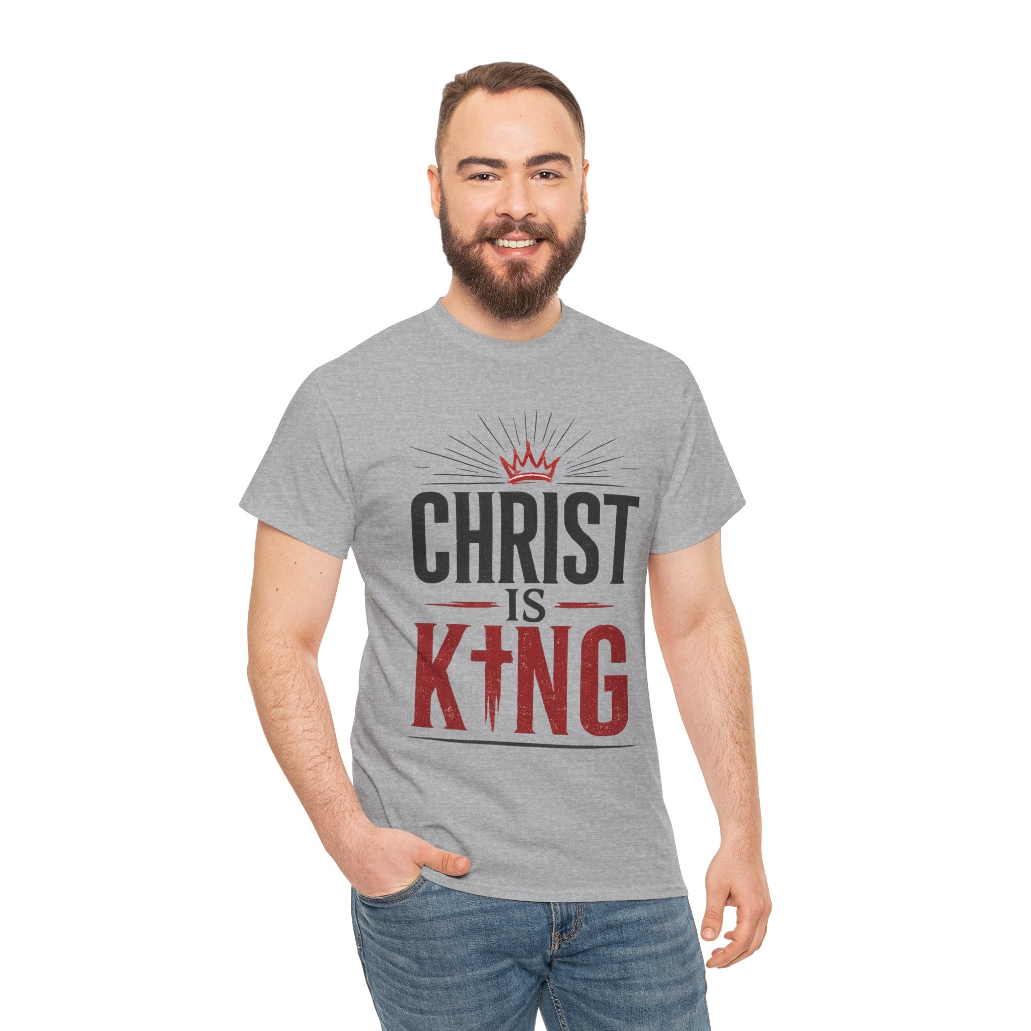 Christ Is King T-Shirt — Christian Faith Tee with Crown & Cross Design