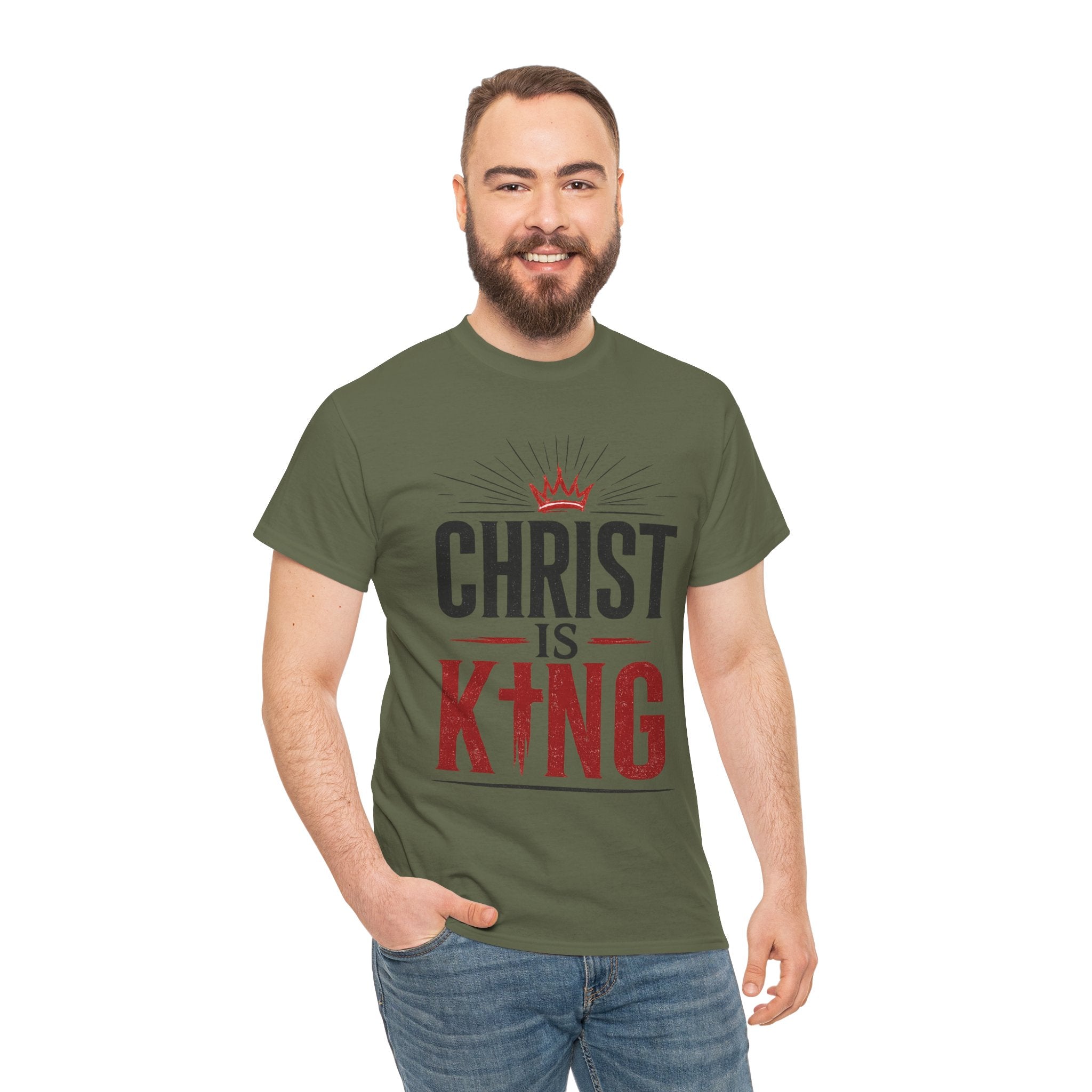Christ Is King T-Shirt — Christian Faith Tee with Crown & Cross Design