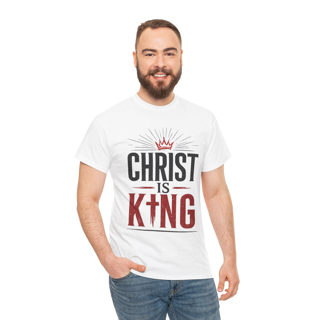 Christ Is King T-Shirt — Christian Faith Tee with Crown & Cross Design