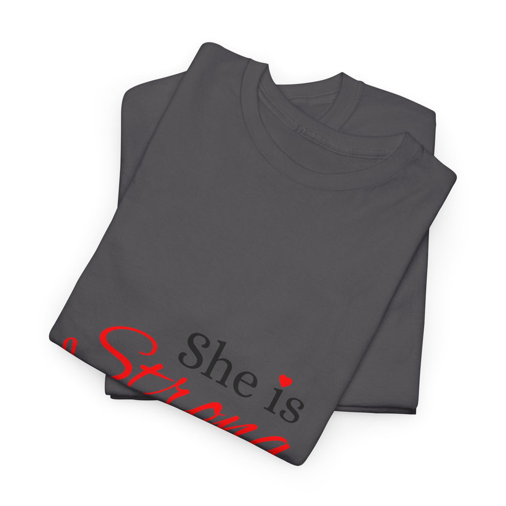 She Is Strong T-Shirt — Inspirational Christian Scripture Tee (Proverbs 31:25)