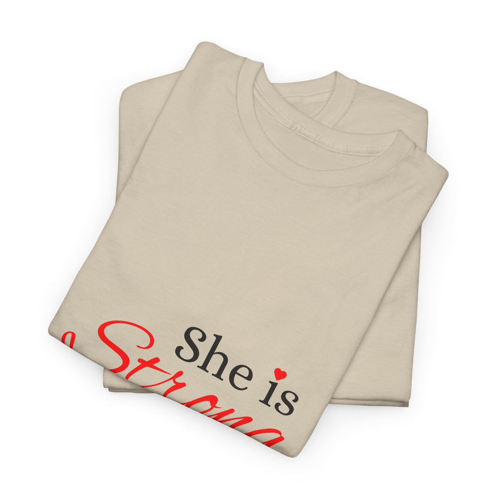 She Is Strong T-Shirt — Inspirational Christian Scripture Tee (Proverbs 31:25)