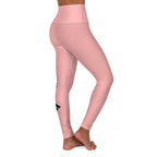 High-Waisted Yoga Leggings — Pink 'Pay It' Athletic Leggings with Side Logo