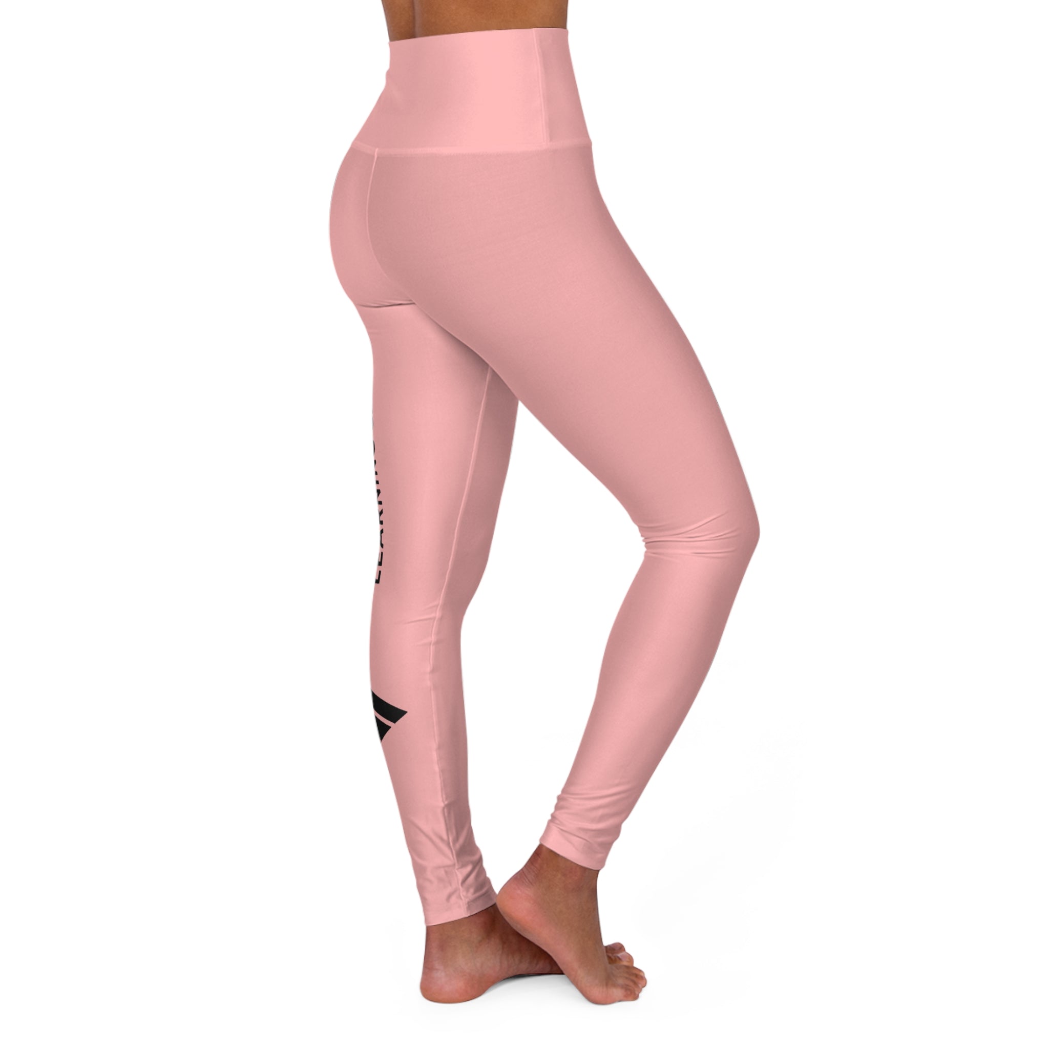 High-Waisted Yoga Leggings — Pink 'Pay It' Athletic Leggings with Side Logo