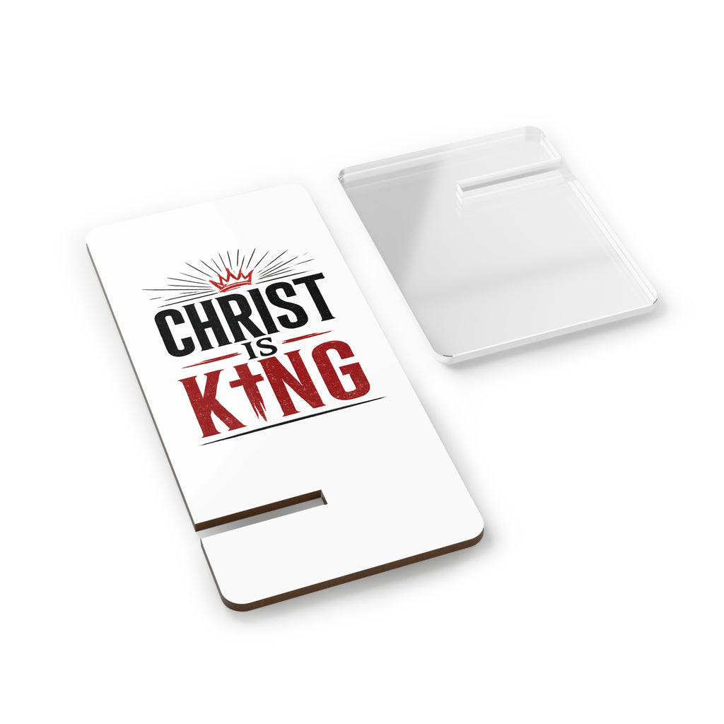 Phone Stand - "Christ Is King" Foldable Mobile Display Stand | Christian Desk Accessory