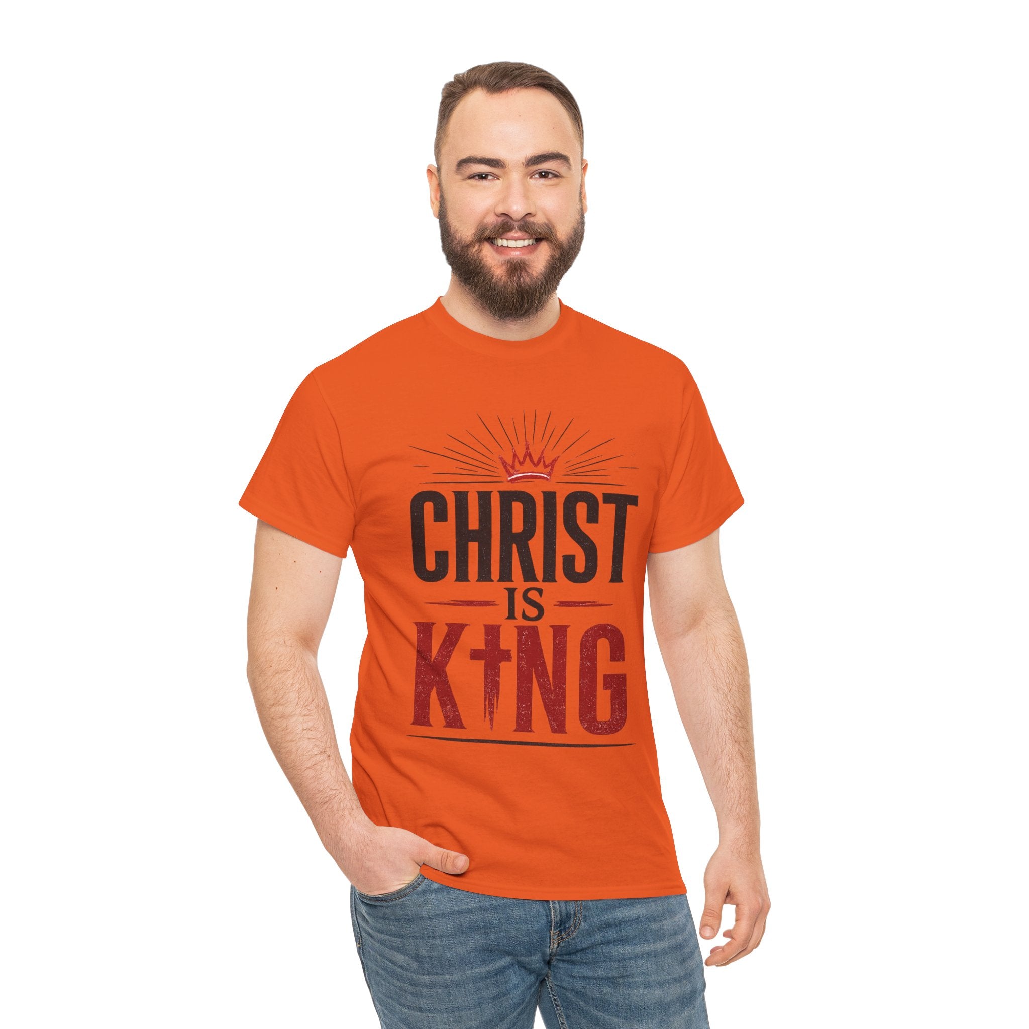 Christ Is King T-Shirt — Christian Faith Tee with Crown & Cross Design