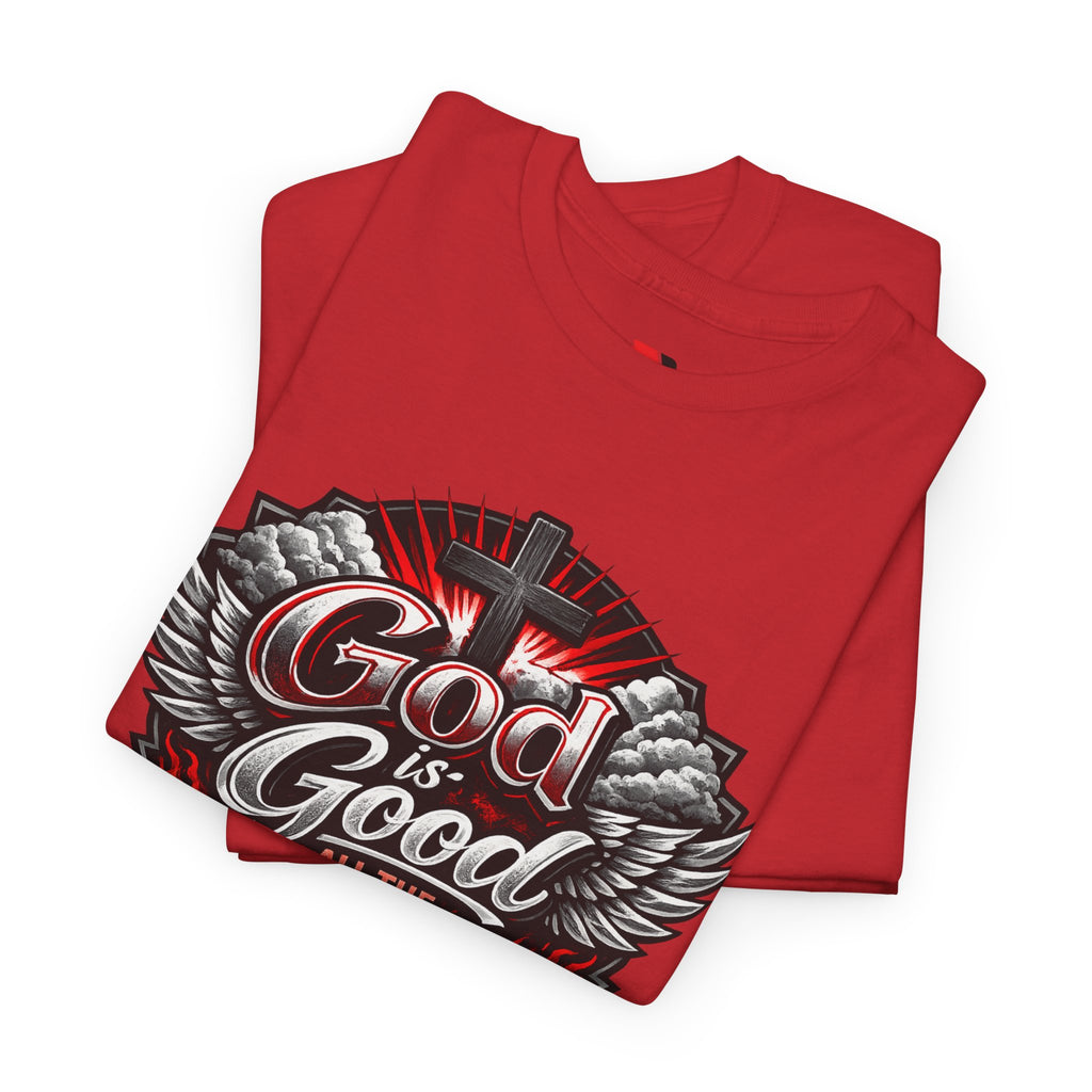 Good Times Graphic Tee — "God is Good All the Time" Vintage Winged Logo