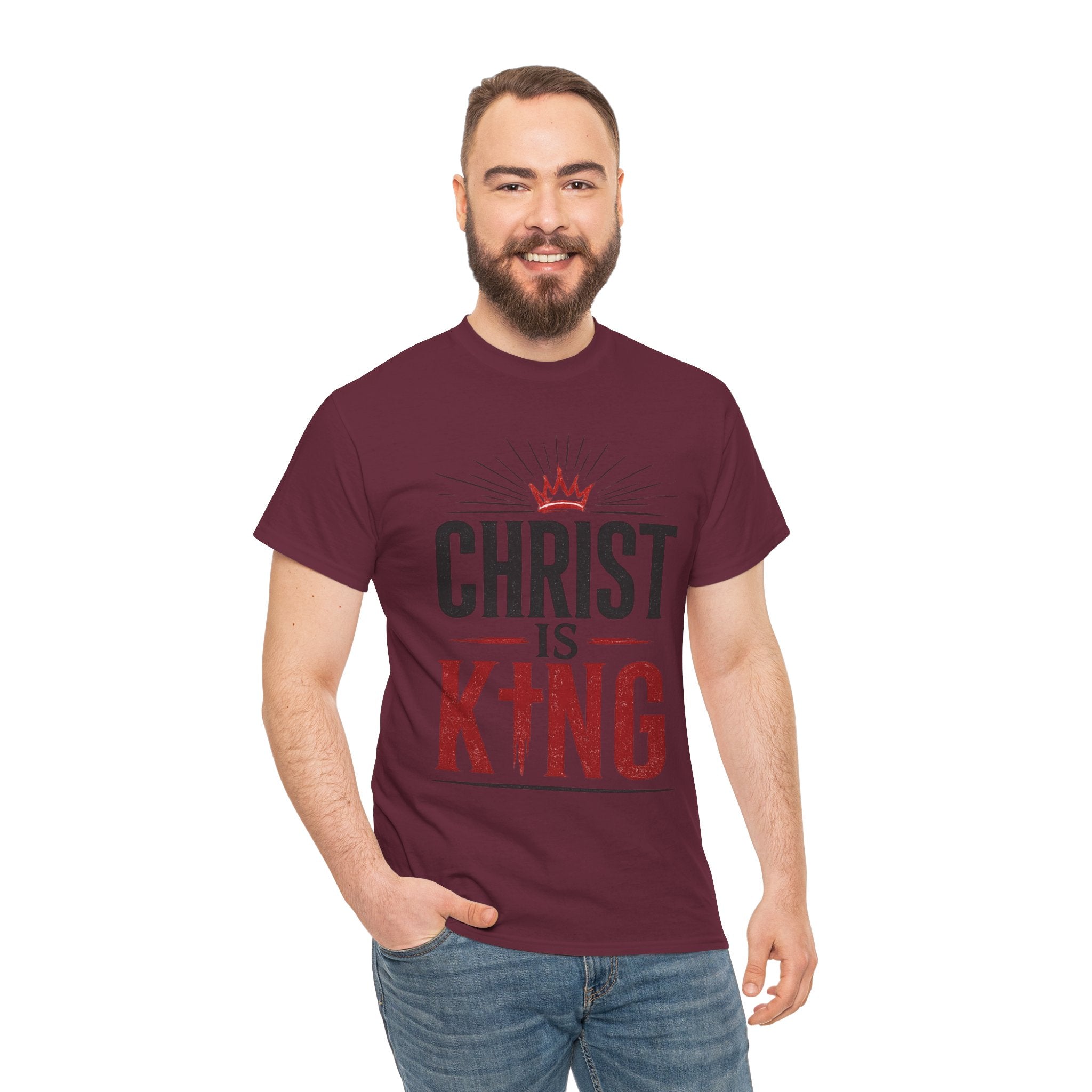 Christ Is King T-Shirt — Christian Faith Tee with Crown & Cross Design