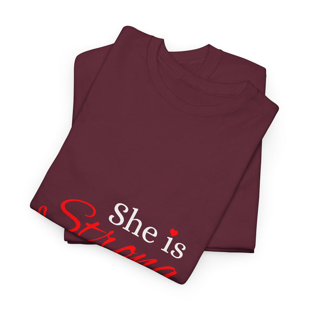She Is Strong T-Shirt — Inspirational Christian Scripture Tee (Proverbs 31:25)