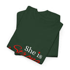 She Is Strong T-Shirt — Inspirational Christian Scripture Tee (Proverbs 31:25)