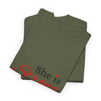 She Is Strong T-Shirt — Inspirational Christian Scripture Tee (Proverbs 31:25)