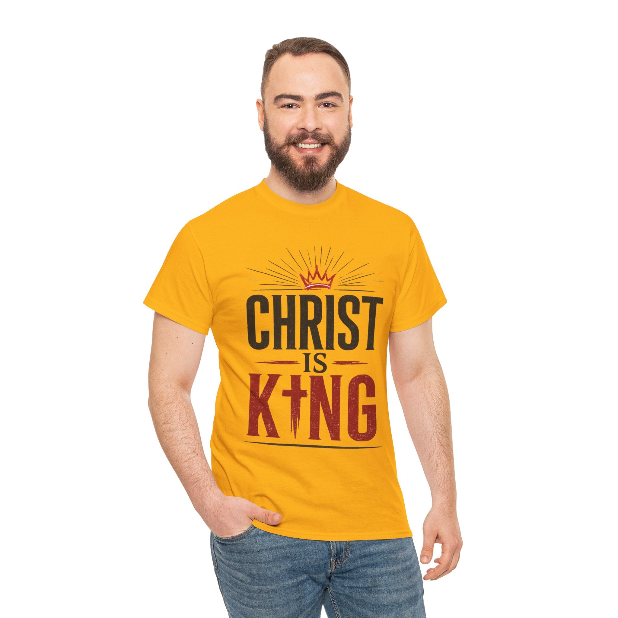 Christ Is King T-Shirt — Christian Faith Tee with Crown & Cross Design