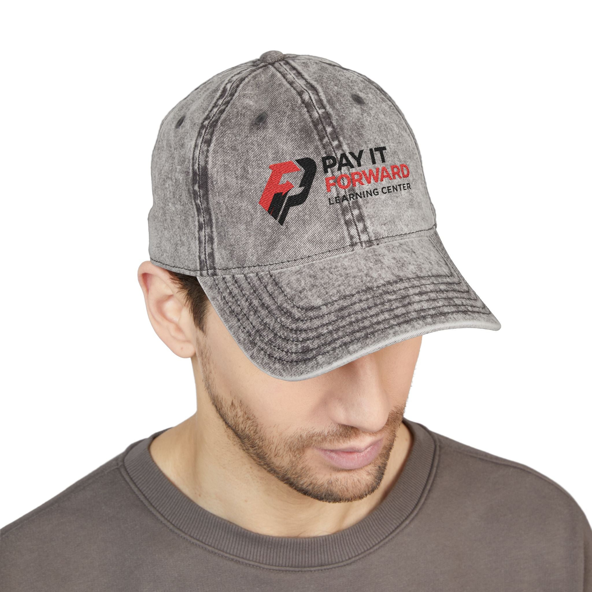 Vintage Embroidered Cap — "Pay It Forward" Logo Distressed Hat