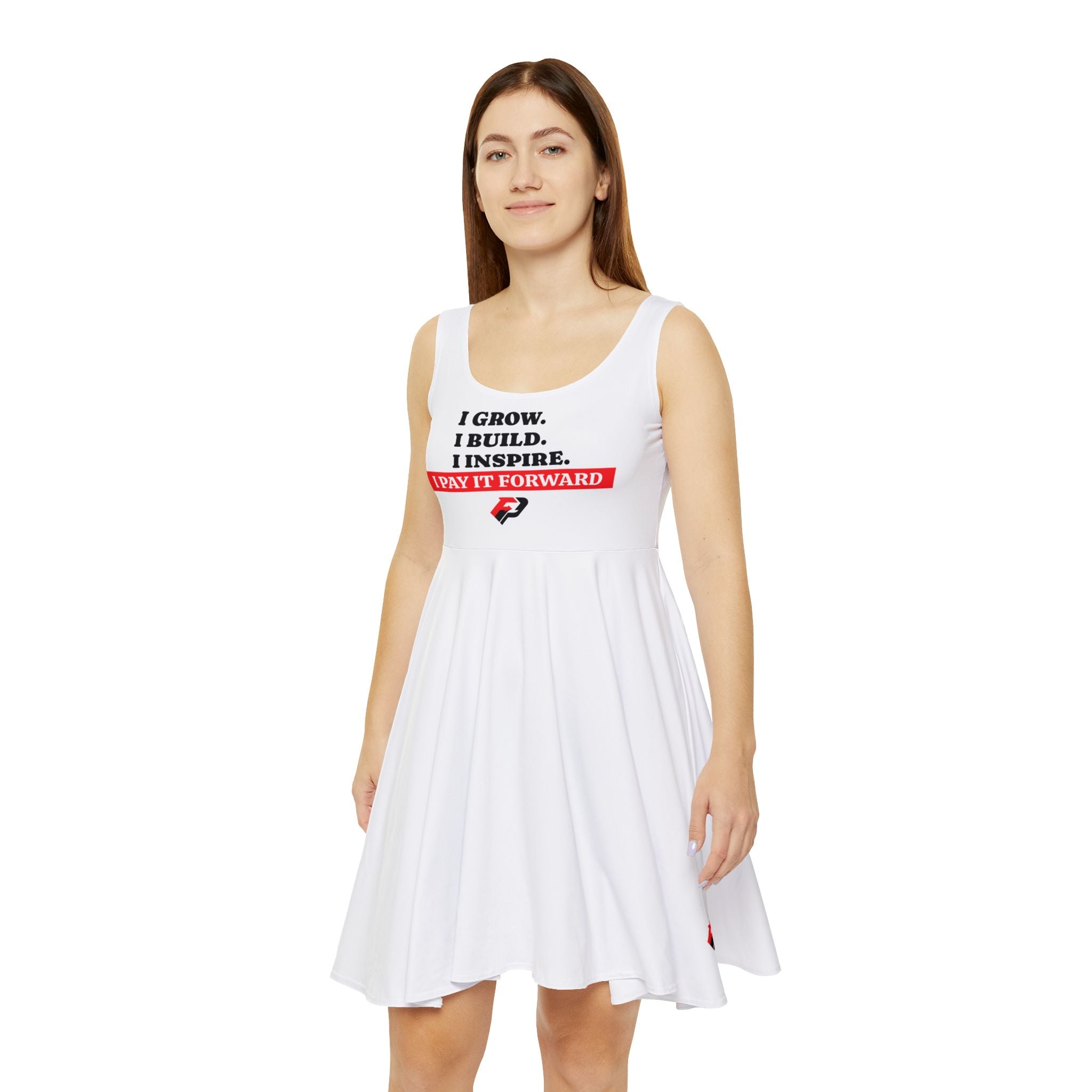 I Grow I Build I Inspire "Pay It Forward" Skater Dress — Women's White